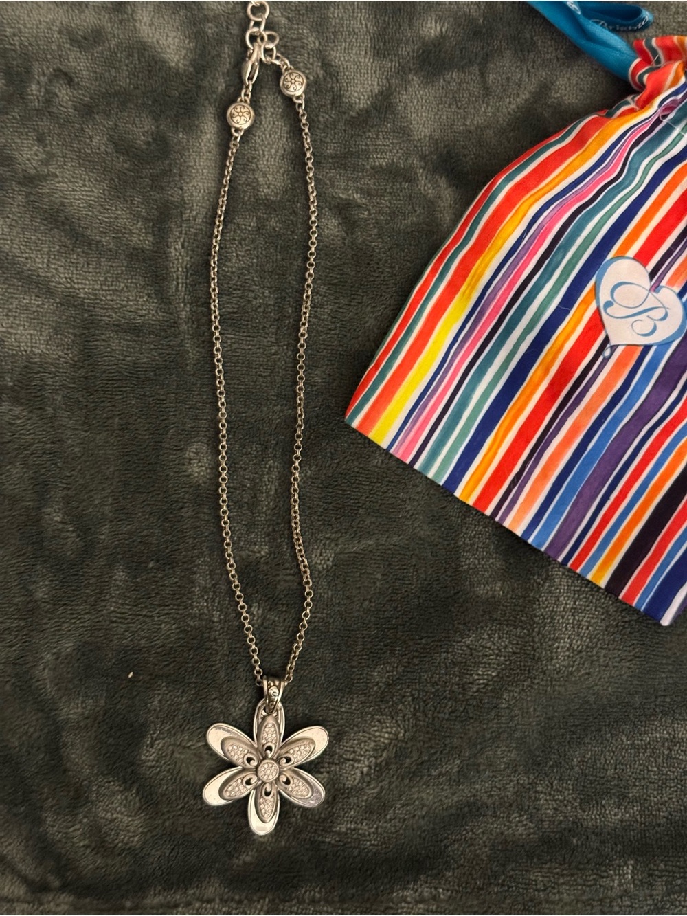 Brighton Dazzle Bloom Silver Flower Pendant Necklace – Retired Style